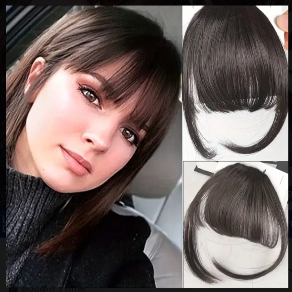 NEW• CLIP IN/ON BLACK FRINGE BANGS